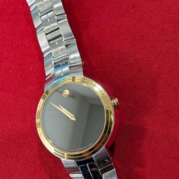 Movado Silver and Gold Watch with Black Dial - Picture 3 of 10